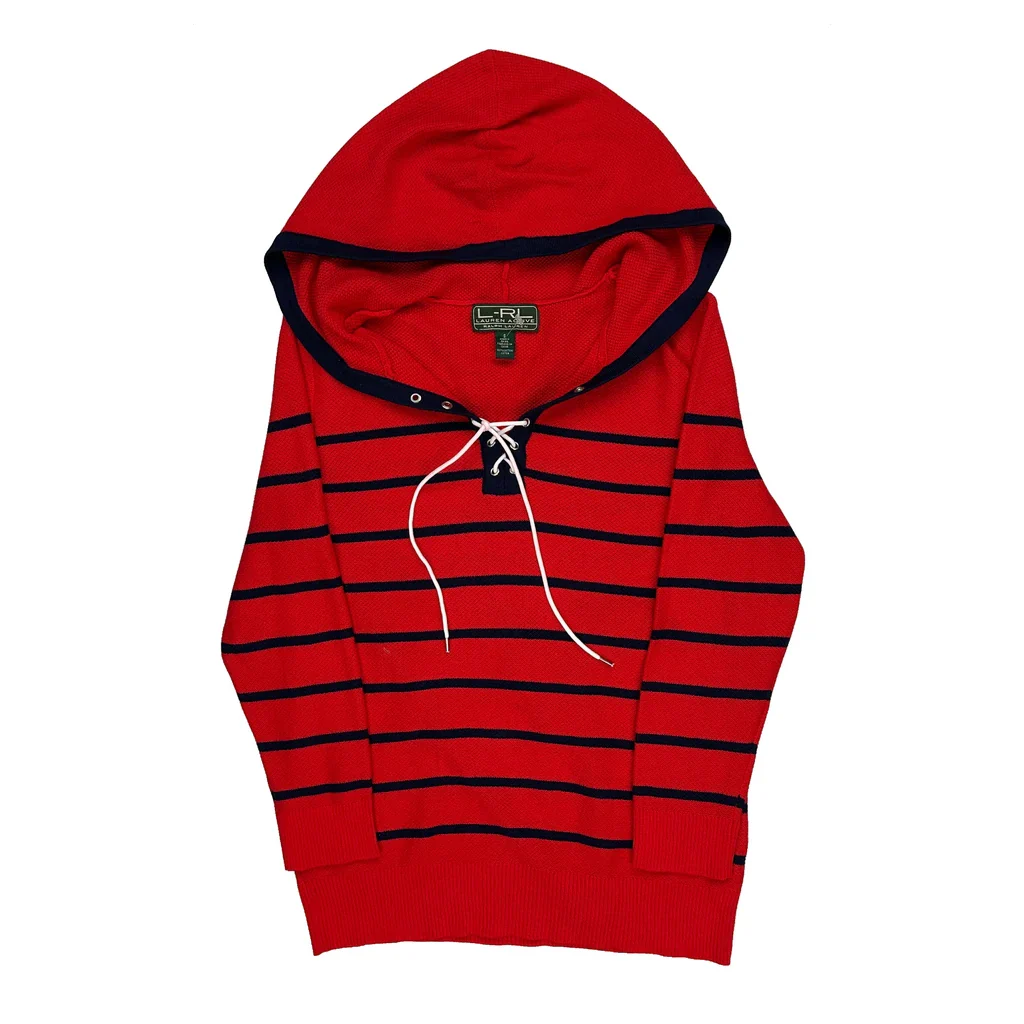 Ralph Lauren Striped Sweater - Small Red Cotton