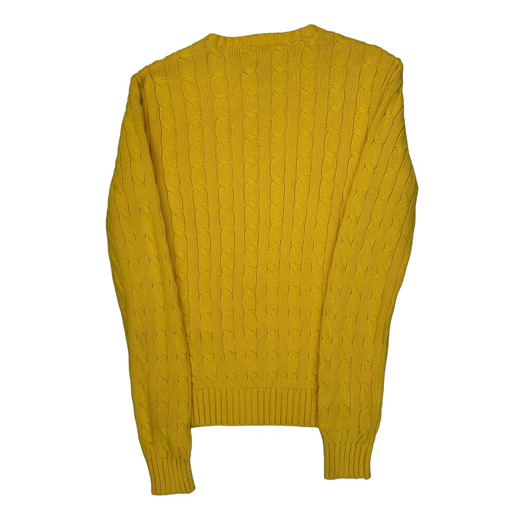 Ralph Lauren Cable Knit Sweater - Medium Yellow Cotton - Image 2