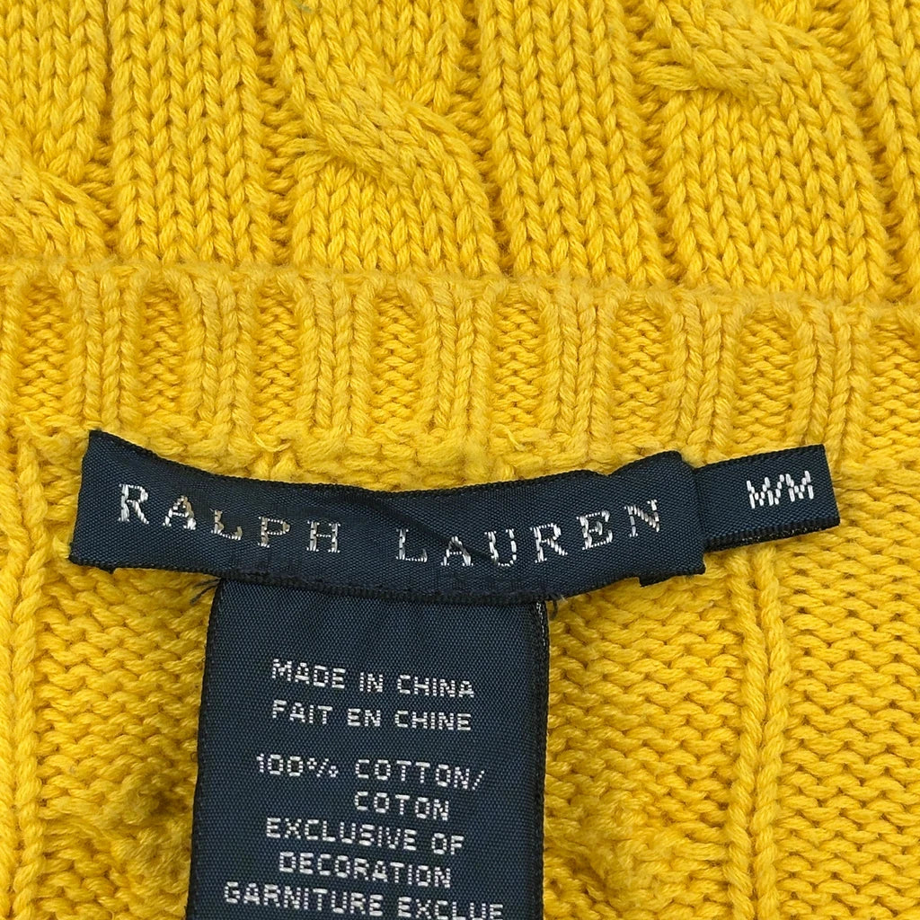 Ralph Lauren Cable Knit Sweater - Medium Yellow Cotton - Image 3