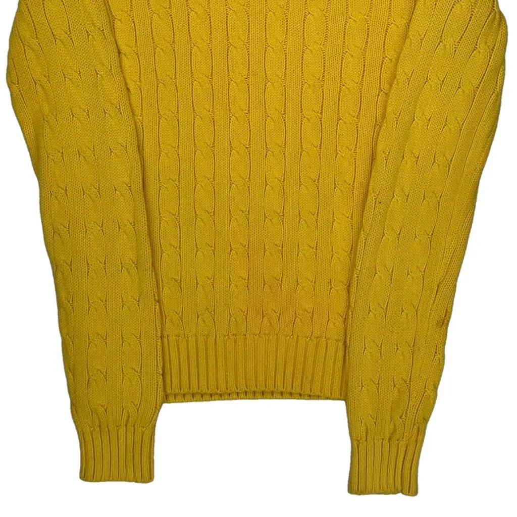 Ralph Lauren Cable Knit Sweater - Medium Yellow Cotton - Image 5