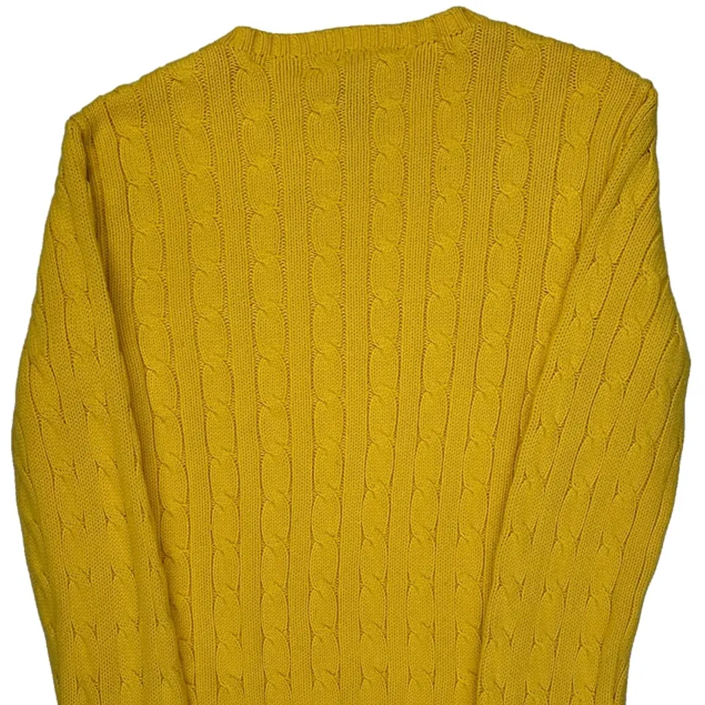 Ralph Lauren Cable Knit Sweater - Medium Yellow Cotton - Image 6