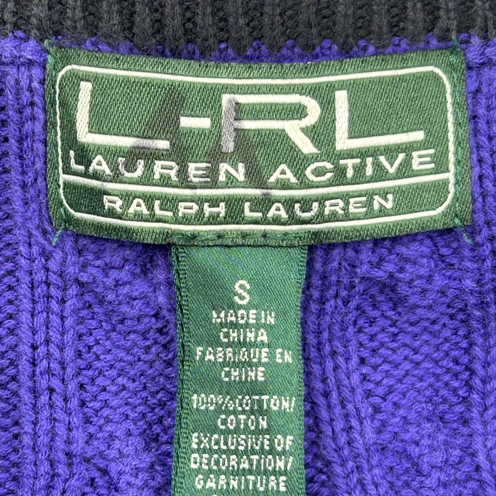 Ralph Lauren Knitted Cable Knit Zip Up - Small Purple Cotton - Image 3