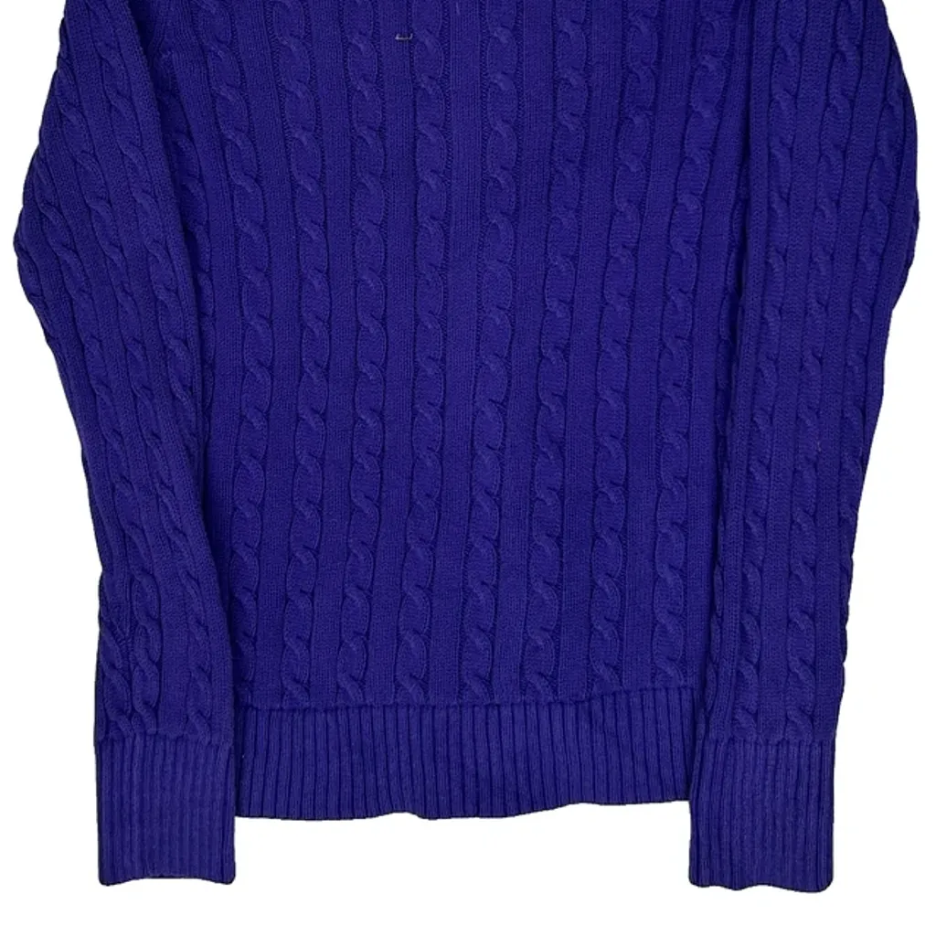 Ralph Lauren Knitted Cable Knit Zip Up - Small Purple Cotton - Image 6