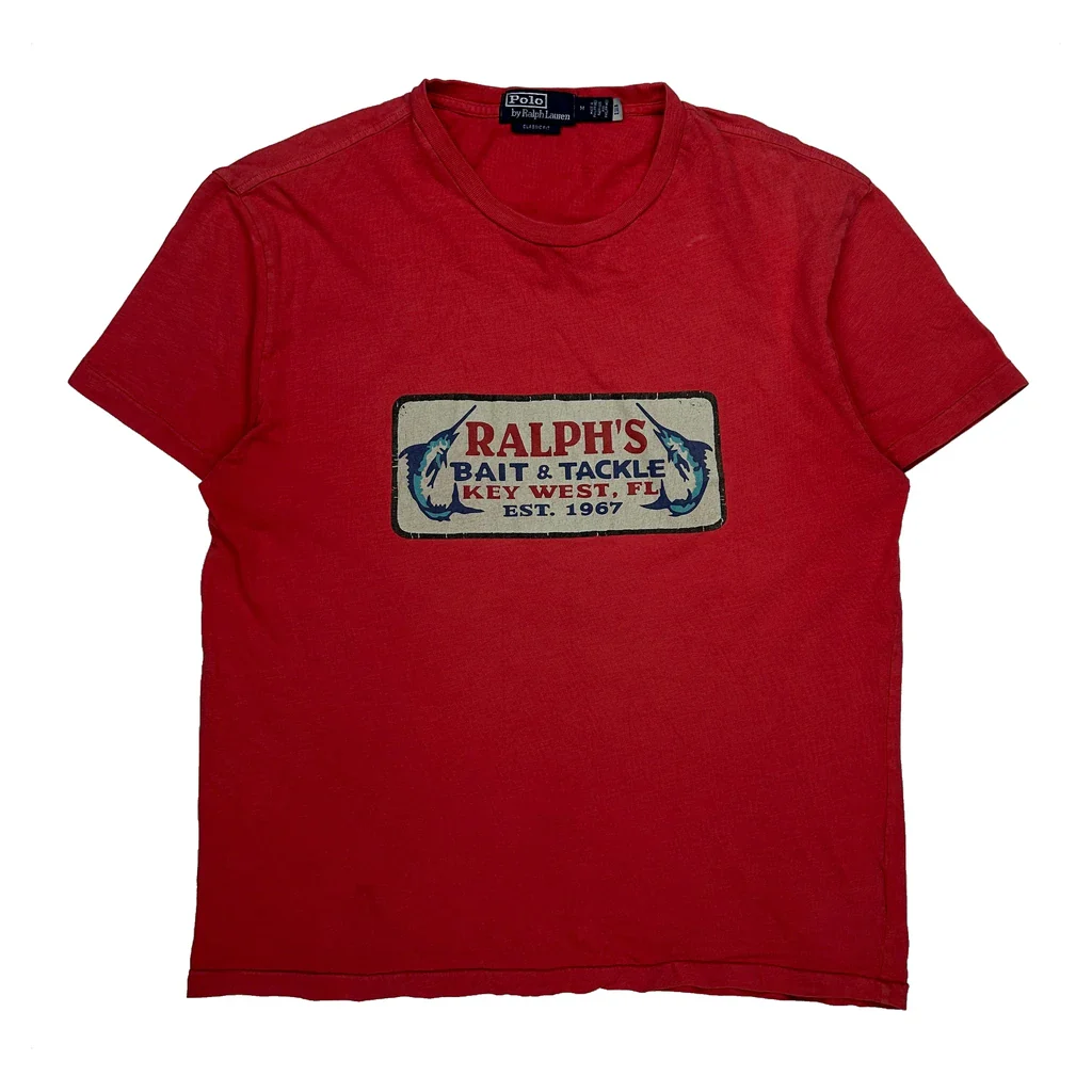 Ralph'S Bait & Tackle Key West, Fl Polo By Ralph Lauren Graphic T-Shirt - Medium Red Cotton