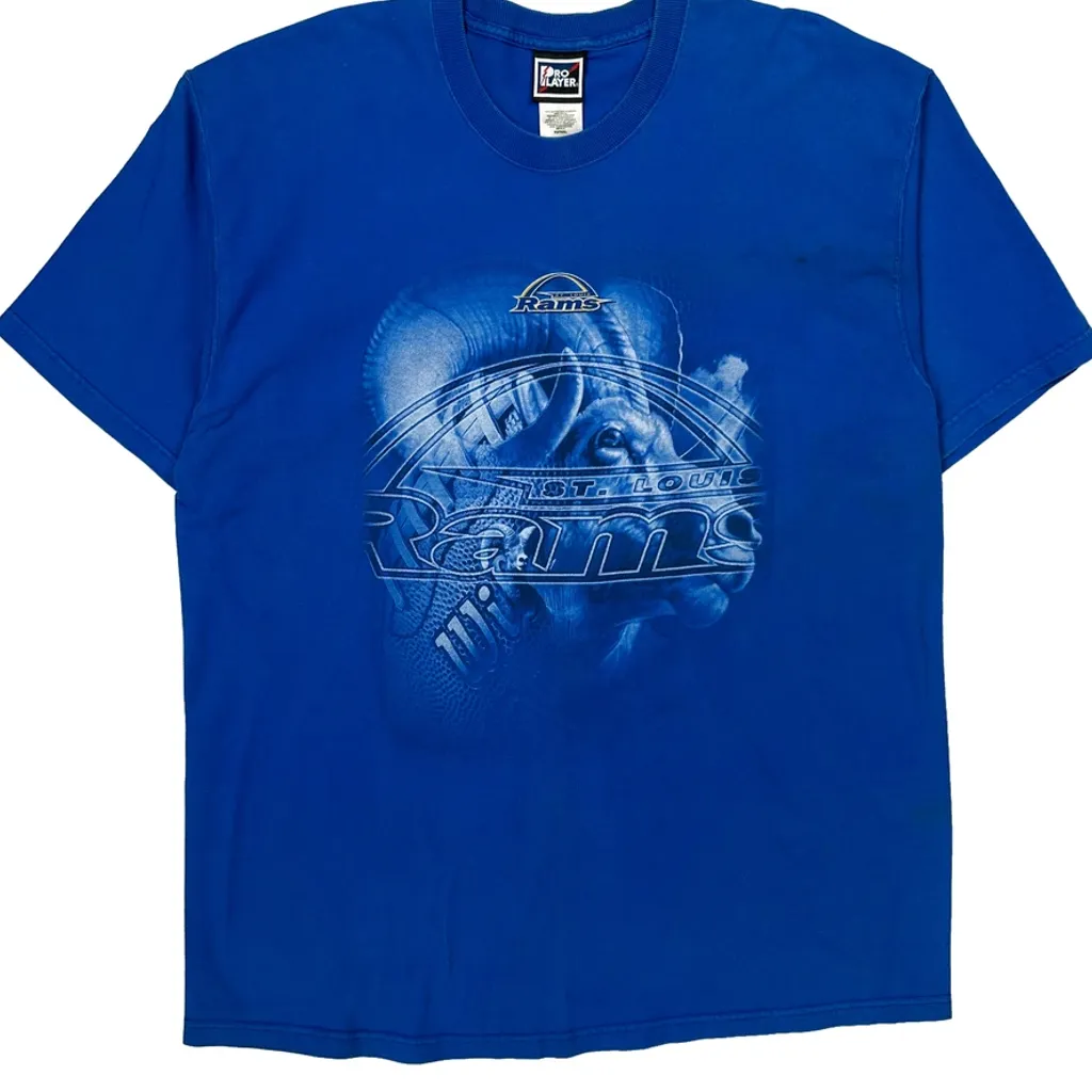 Rams Pro Player Football T-Shirt - XL Blue Cotton - Image 4