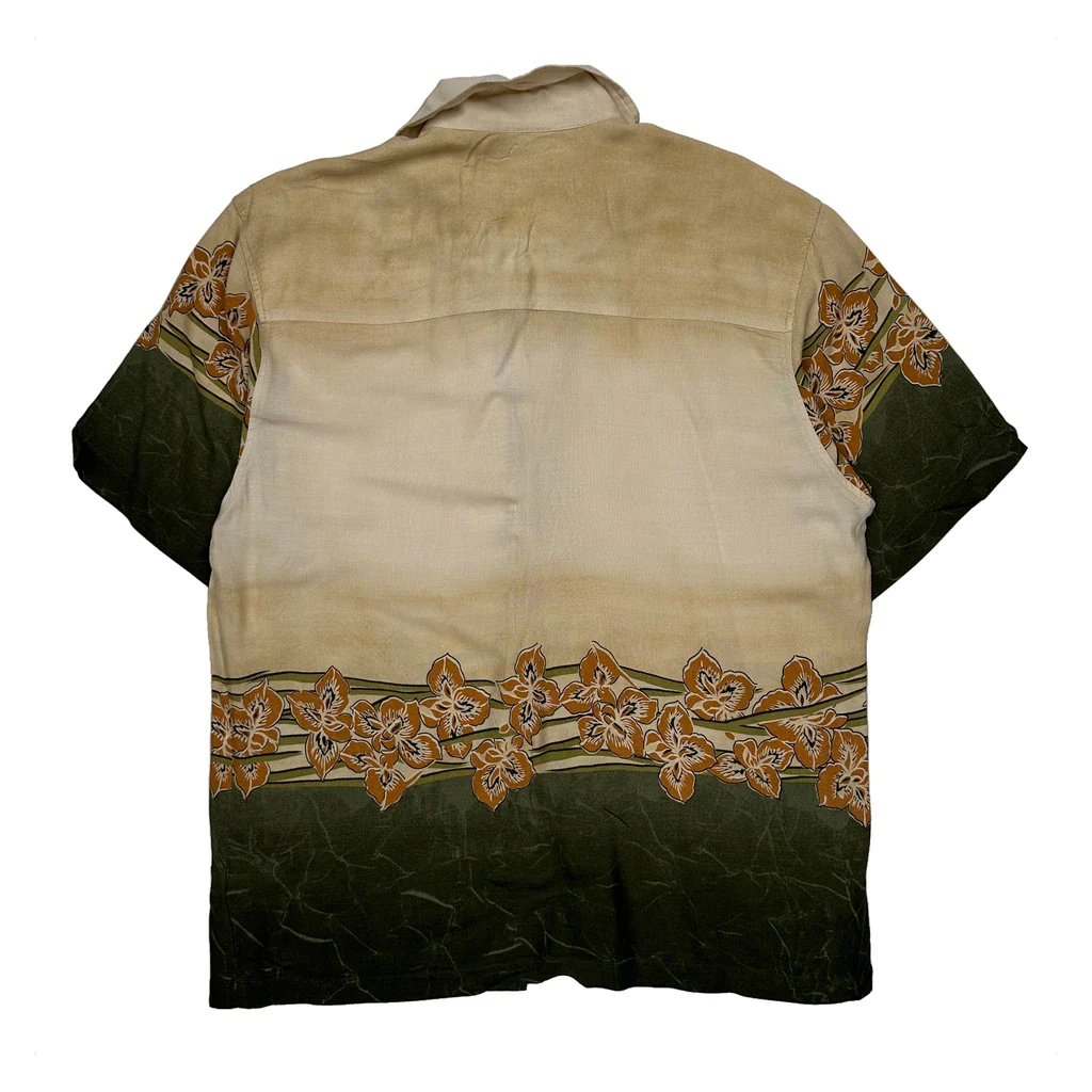 Randy River Floral Hawaiian Shirt - Medium Beige Cotton - Image 2