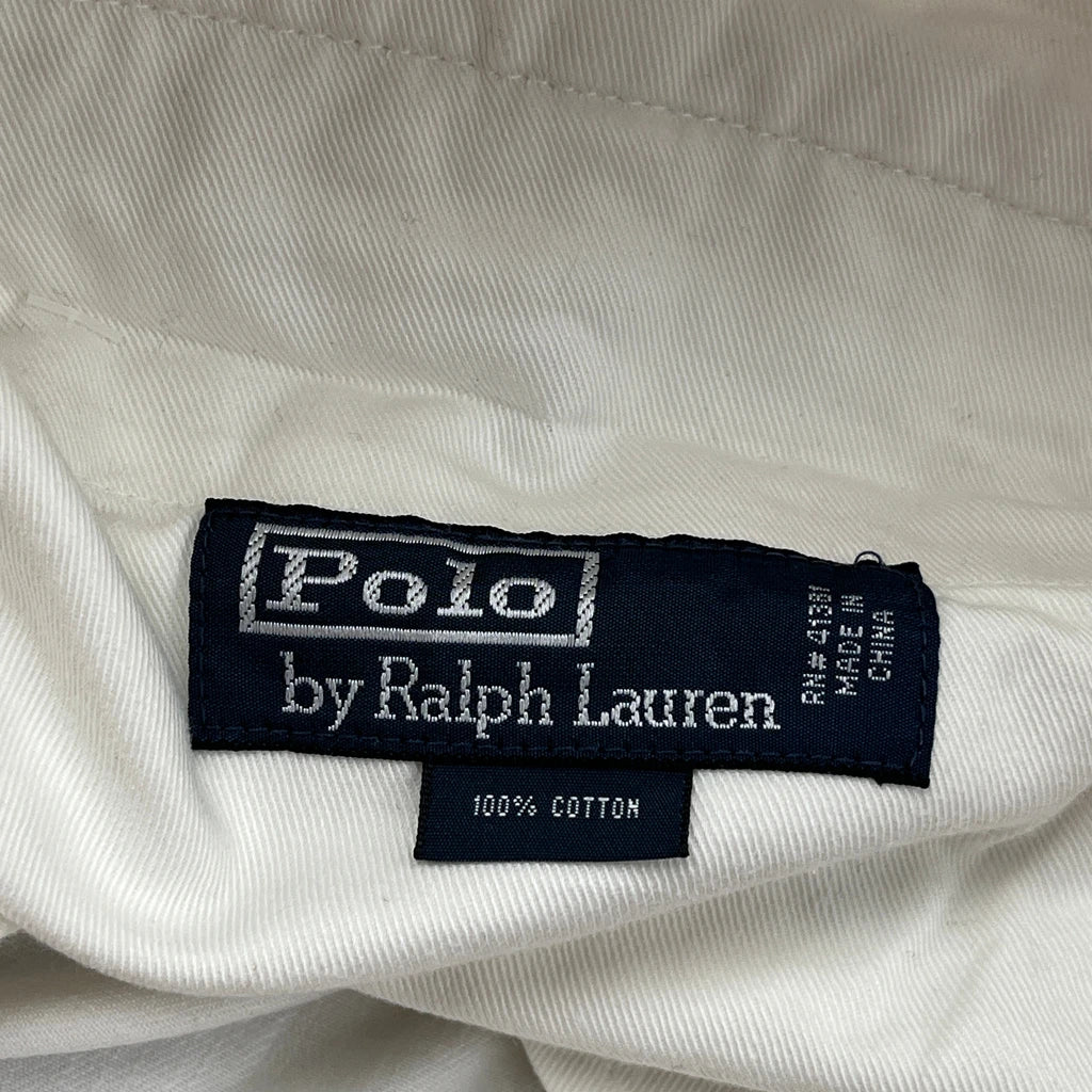 Rare Ivy Polo By Ralph Lauren Stencil Graphic Chino Shorts - 34W 11L White Cotton - Image 6