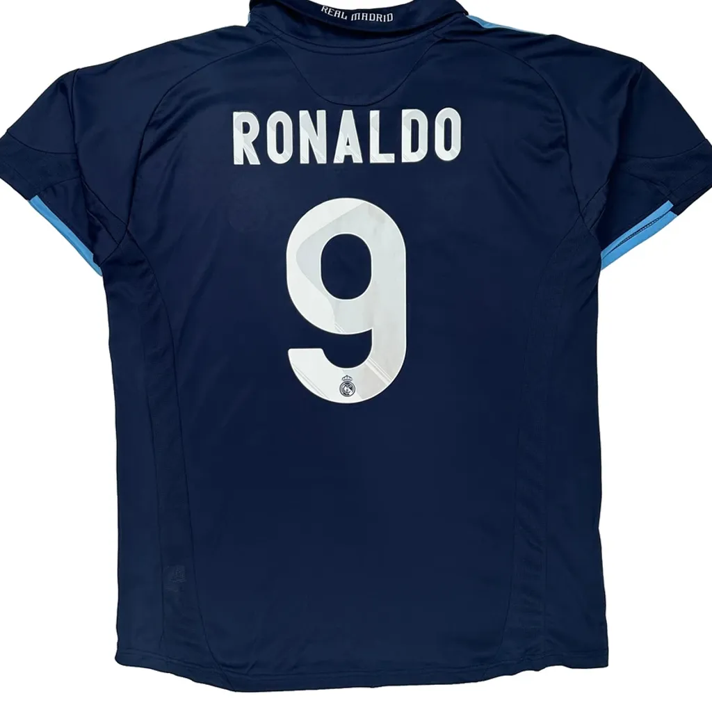 Real Madrid Adidas 2009-10 Ronaldo Away Football Shirt - 2XL Blue Polyester - Image 6