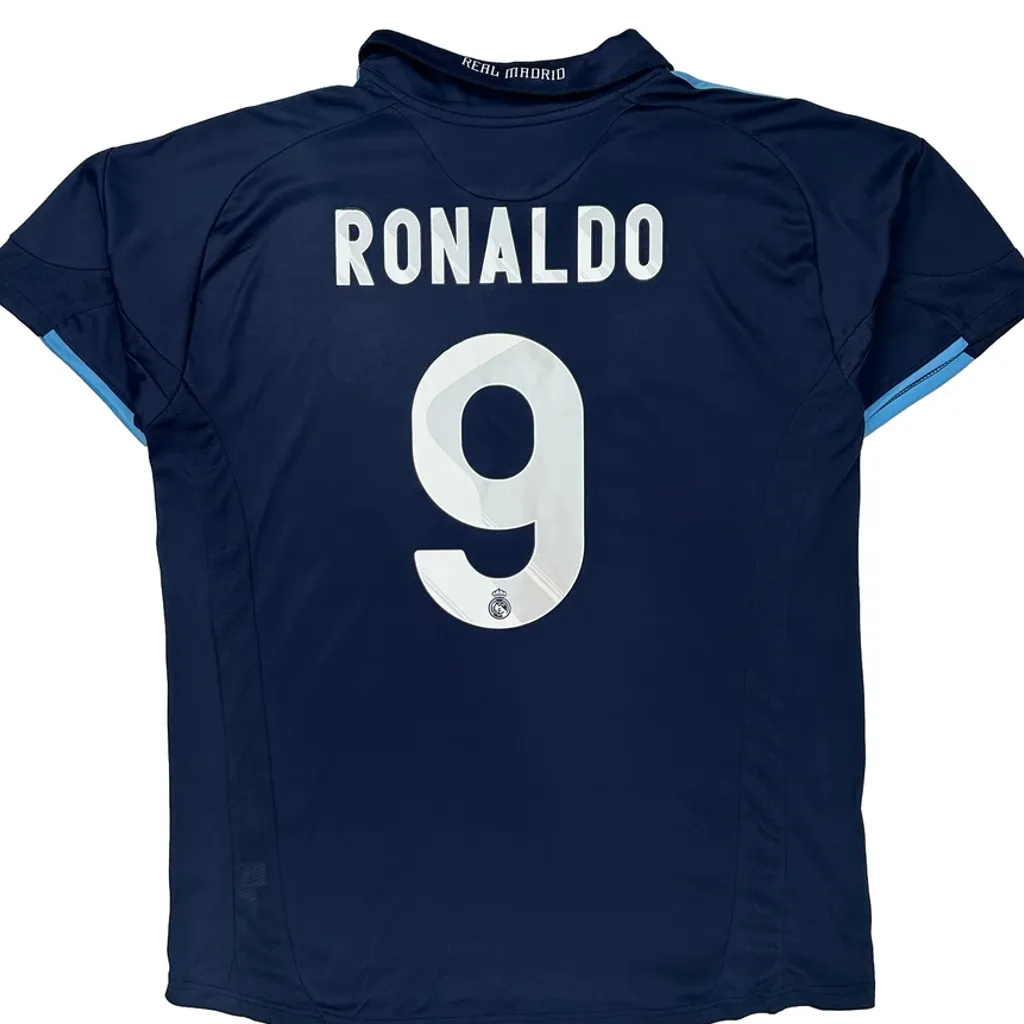 Real Madrid Adidas 2009-10 Ronaldo Away Football Shirt - 2XL Blue Polyester - Image 7