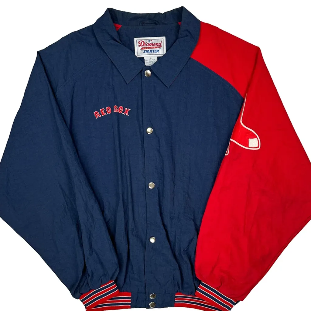 Red Sox Starter Mlb Baseball Jacket - XL Blue Nylon - Image 4