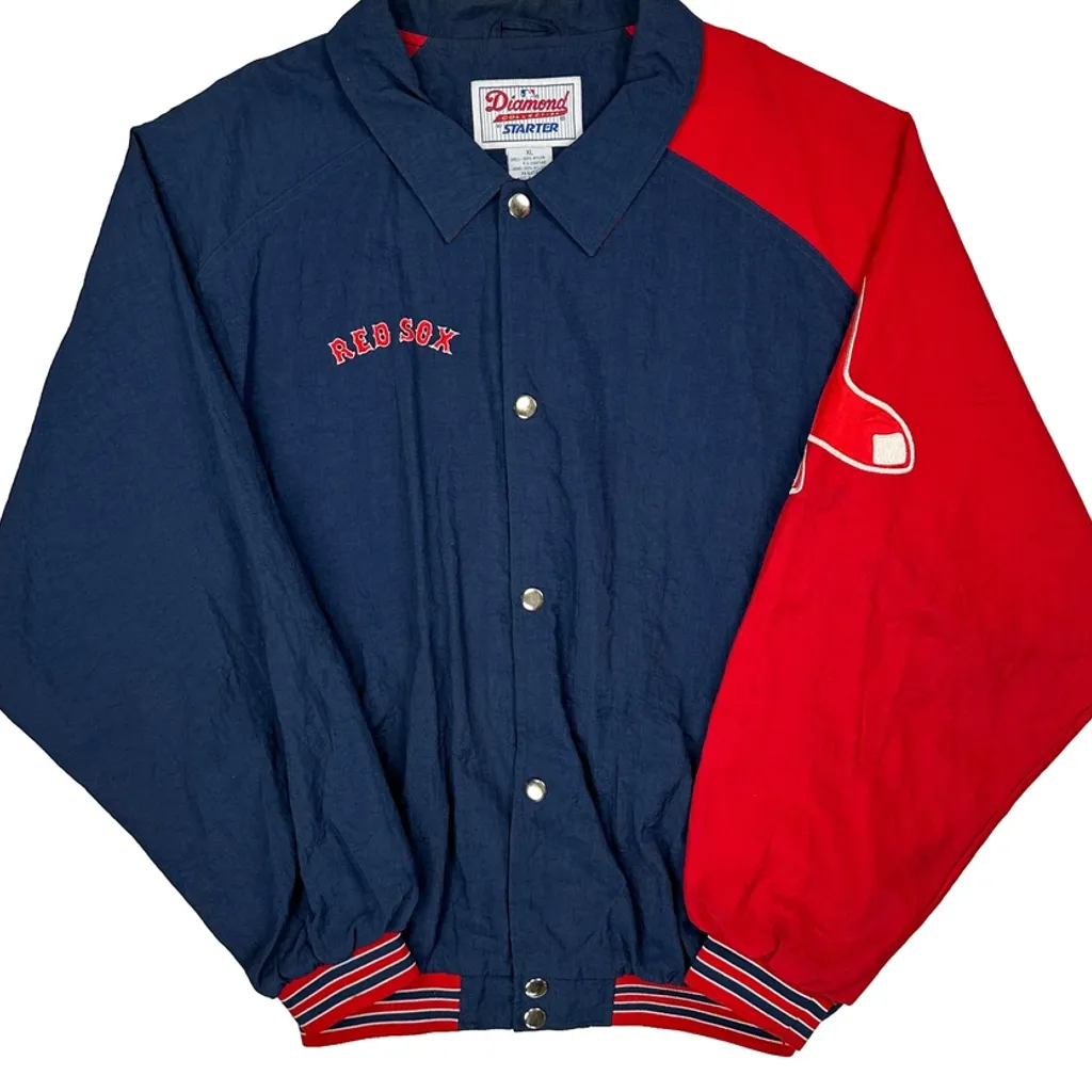 Red Sox Starter Mlb Baseball Jacket - XL Blue Nylon - Image 5