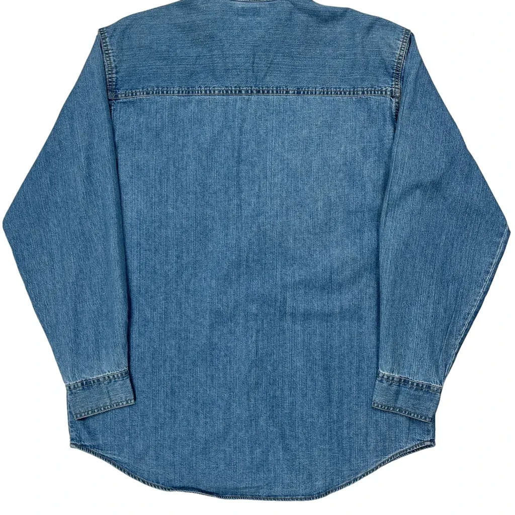 Red Tab Levis Denim Shirt - Medium Blue Cotton - Image 6
