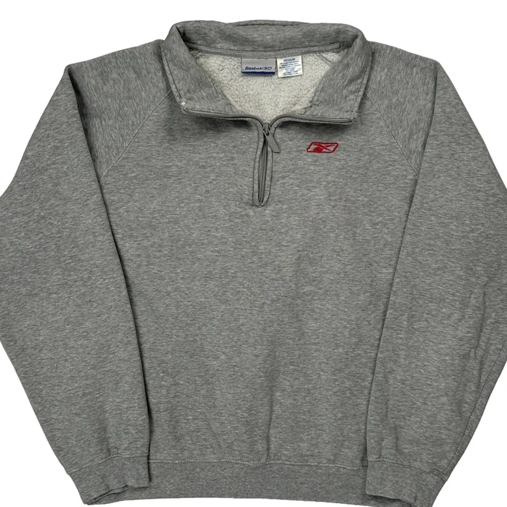 Reebok 1/4 Zip - Medium Grey Cotton Blend - Image 4