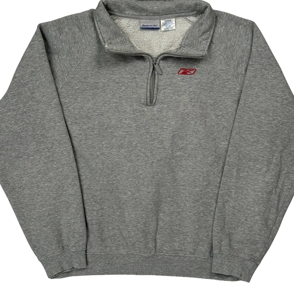 Reebok 1/4 Zip - Medium Grey Cotton Blend - Image 5
