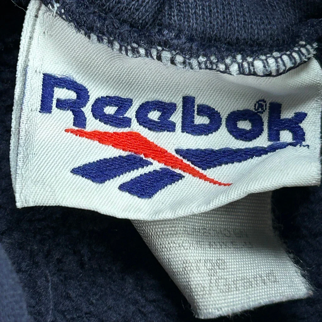 Reebok Spellout Hoodie - Large Navy Cotton - Image 3