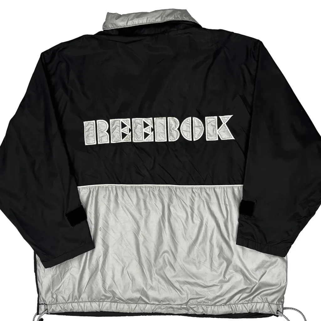 Reebok Spellout Jacket - Small Black Nylon - Image 8