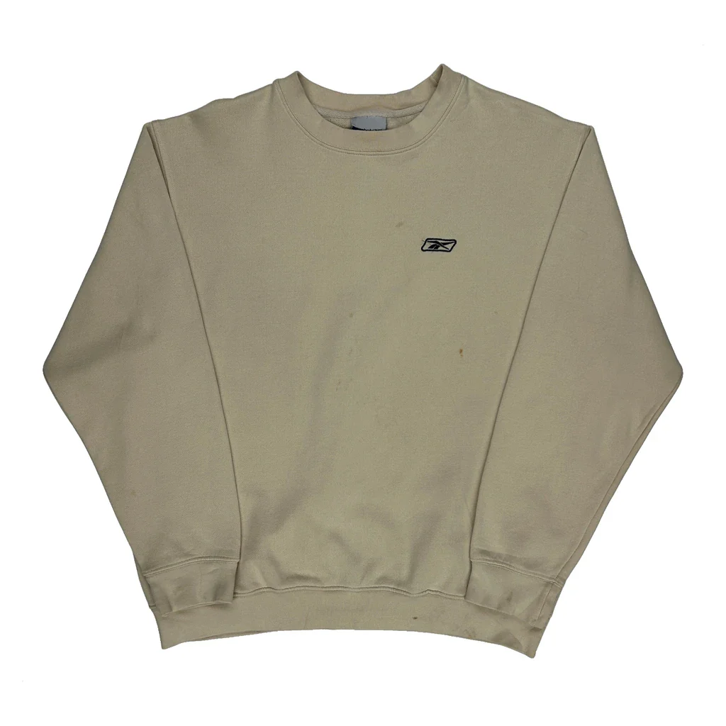 Reebok Sweatshirt - Large Beige Cotton