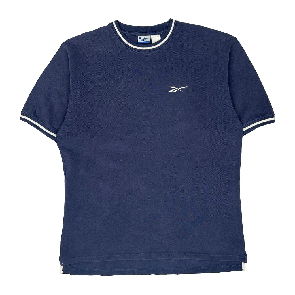 Reebok T-Shirt - Large Blue Cotton