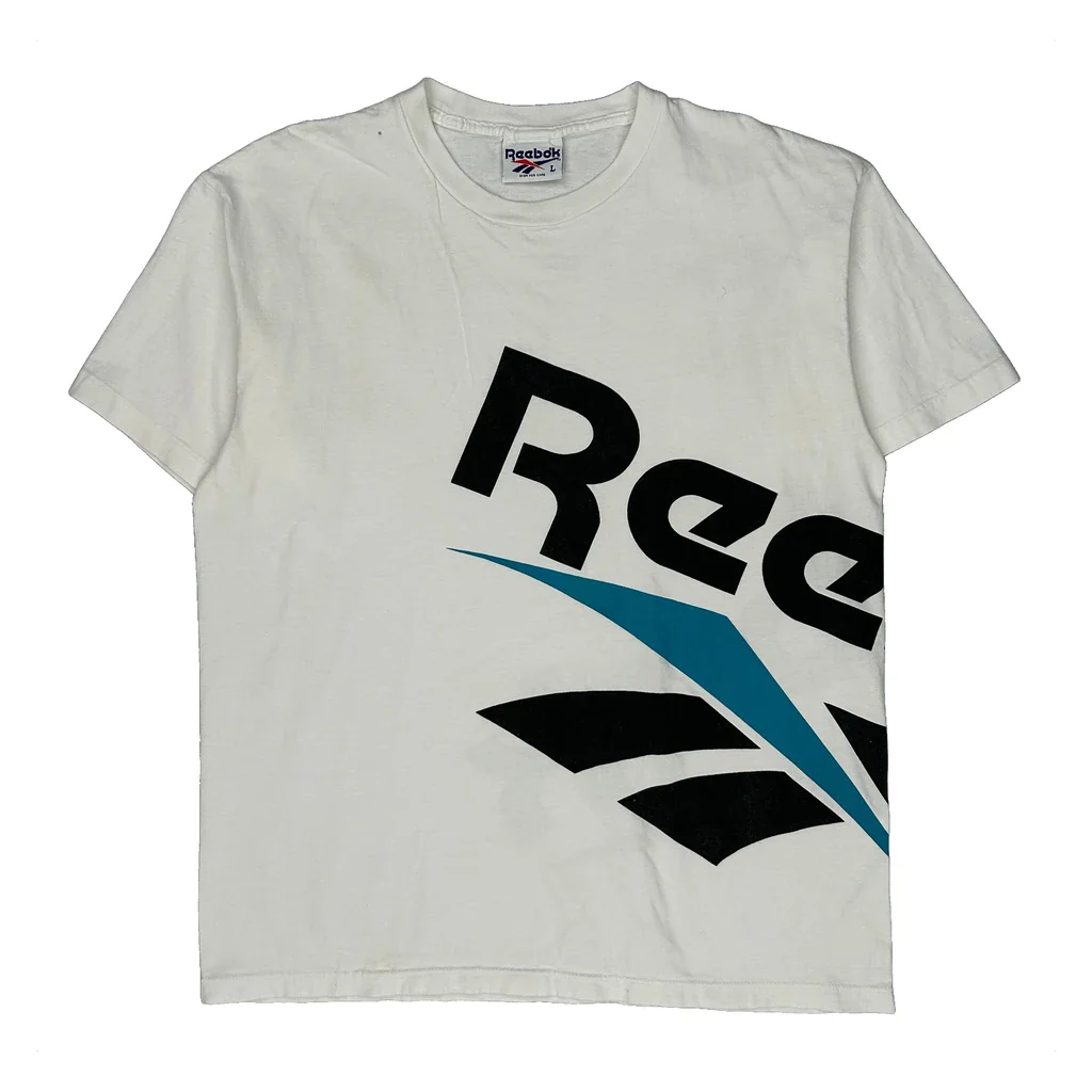Reebok T-Shirt - Large White Cotton