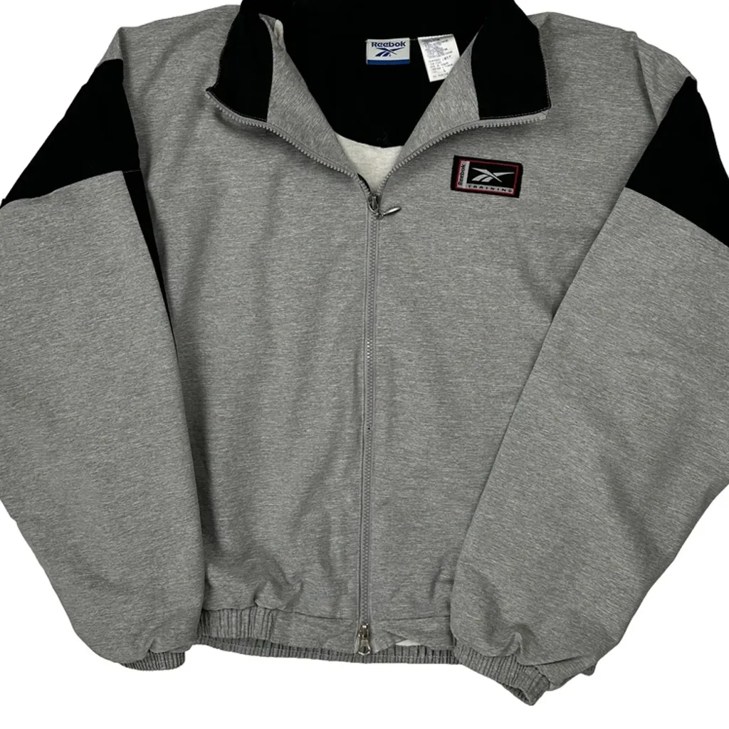 Reebok Collared Track Jacket - Large Grey Polyester - Image 5