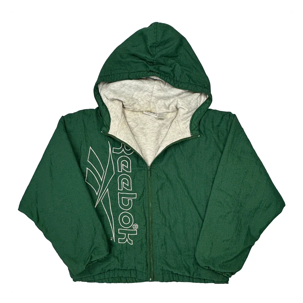 Reebok Spellout Windbreaker - Small Green Polyester