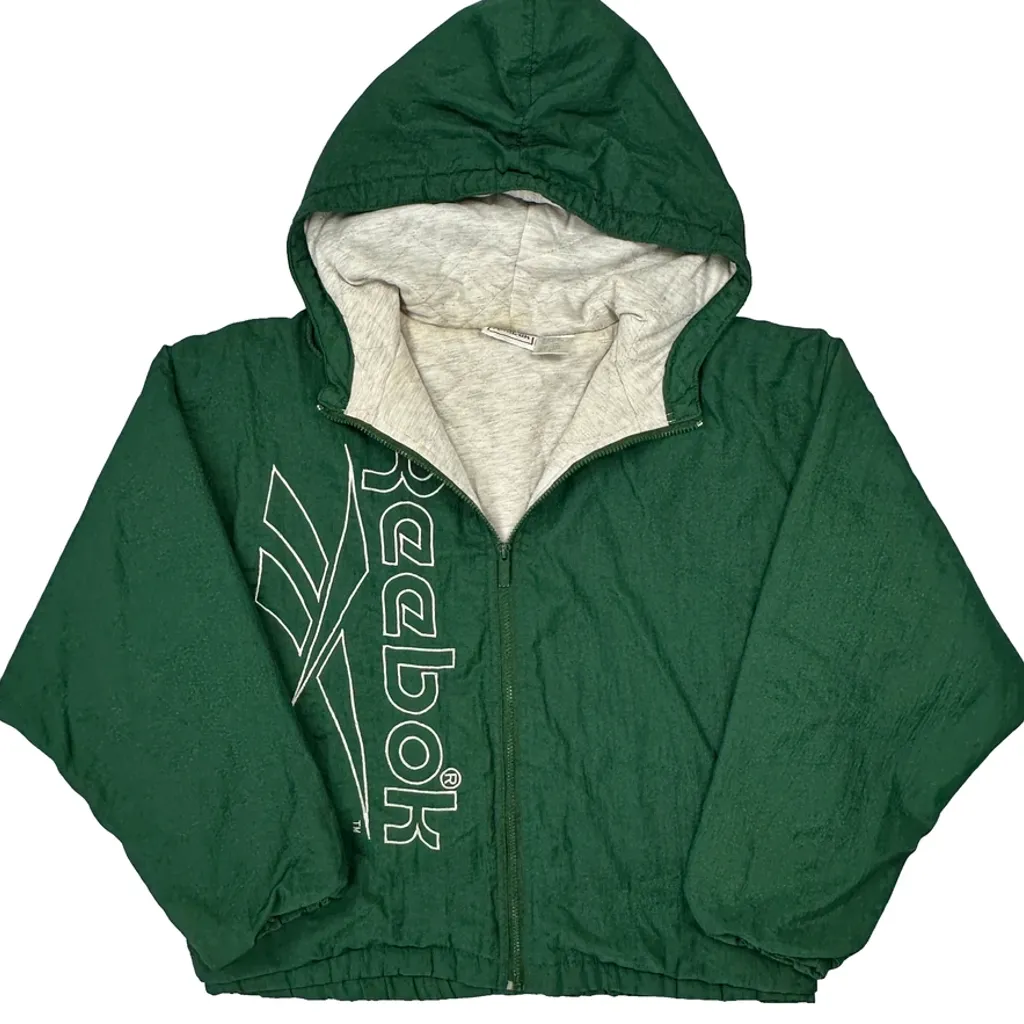 Reebok Spellout Windbreaker - Small Green Polyester - Image 4
