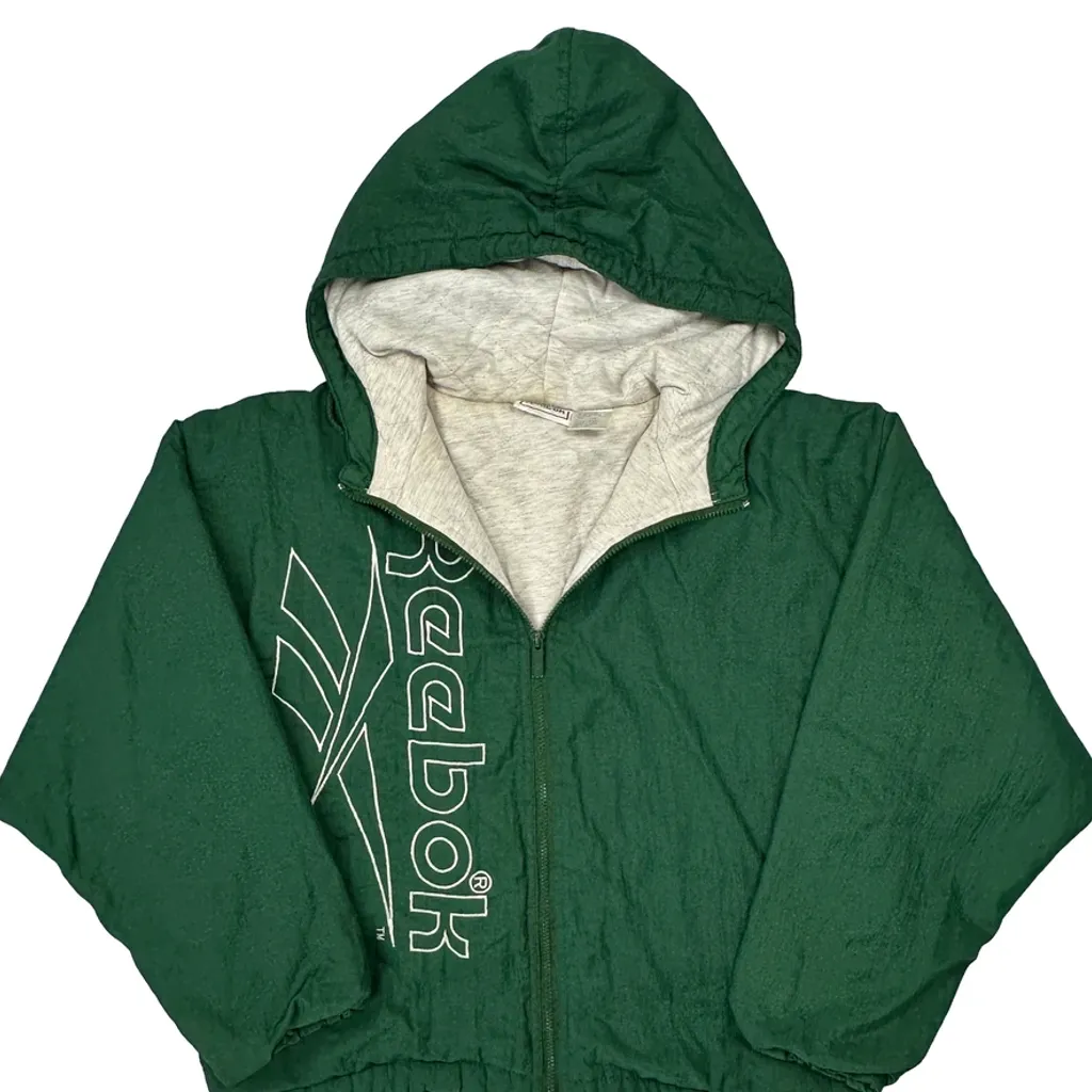 Reebok Spellout Windbreaker - Small Green Polyester - Image 5