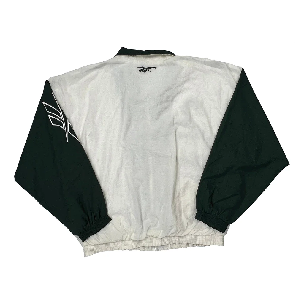 Reebok Striped Windbreaker - XL Green Nylon - Image 2