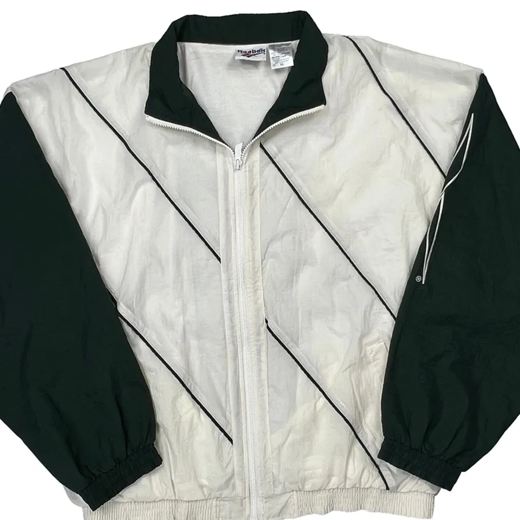 Reebok Striped Windbreaker - XL Green Nylon - Image 4