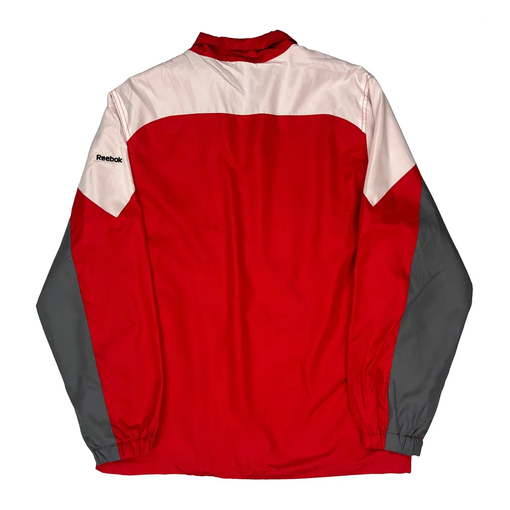 Reebok Striped Windbreaker - Medium Red Polyester - Image 2