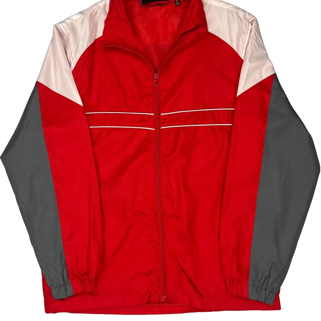 Reebok Striped Windbreaker - Medium Red Polyester - Image 4