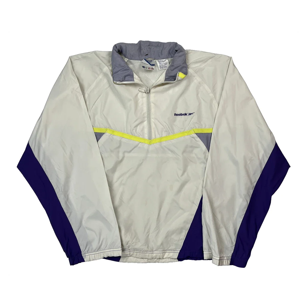 Reebok Windbreaker - Large White Polyester