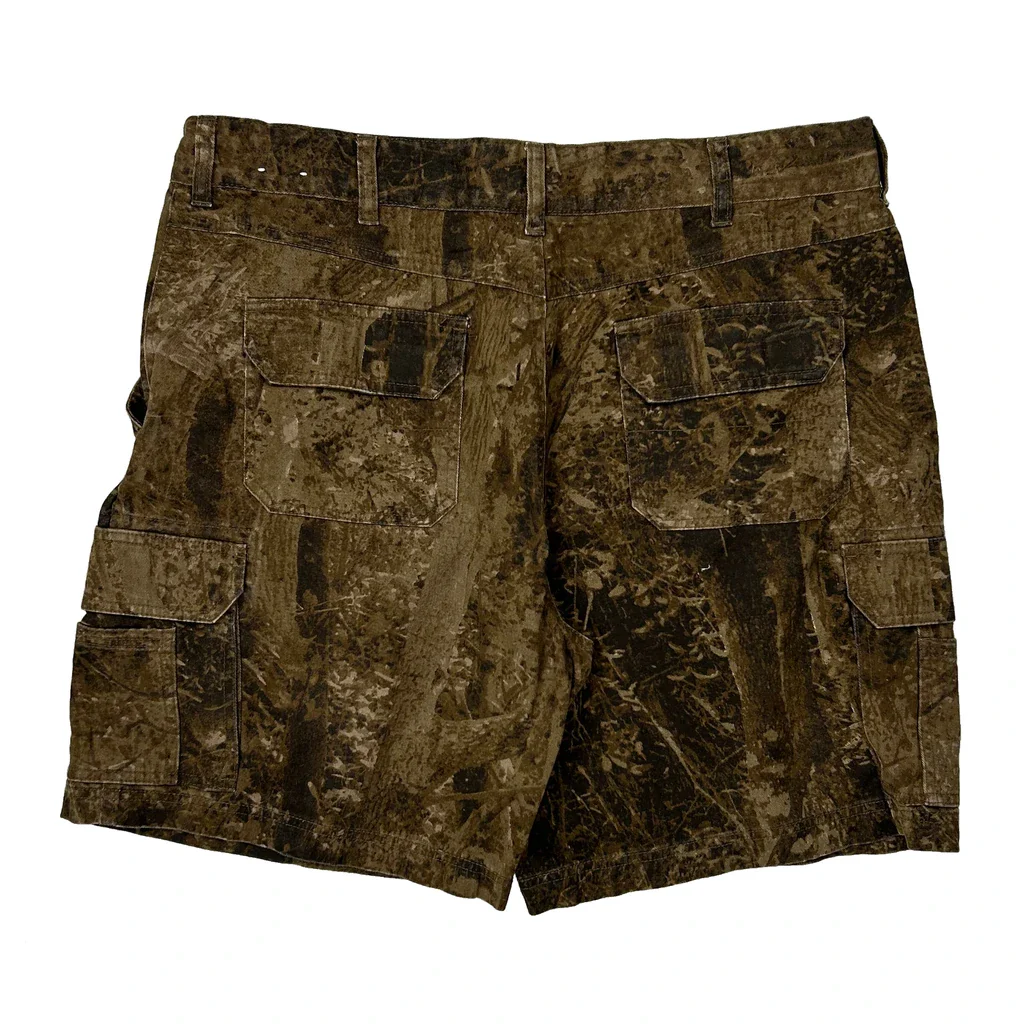 Reel Legends Camo Cargo Shorts - 36W 8L Brown Cotton