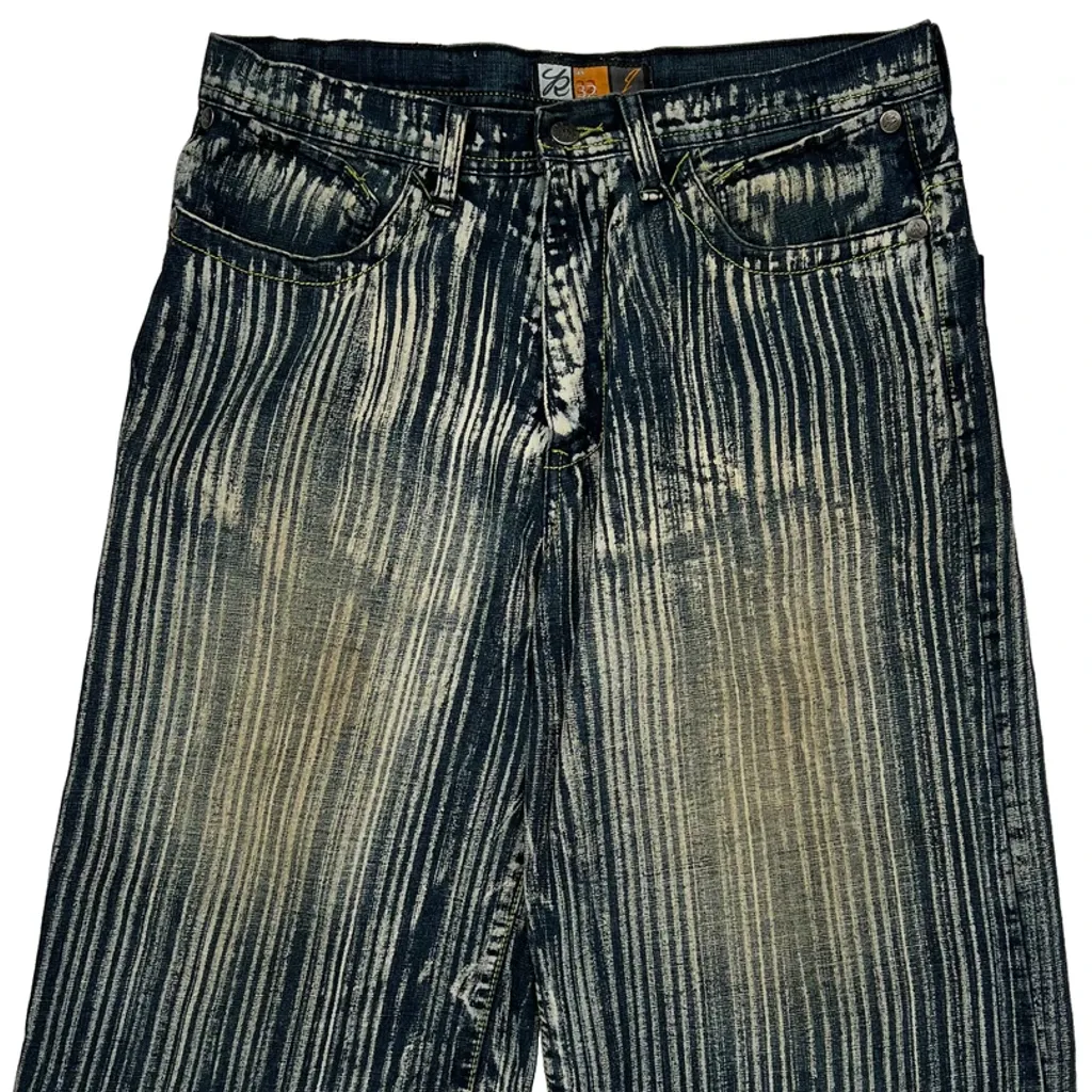 Reflex Baggy Striped Denim Shorts - 33W 15L Blue Denim - Image 10