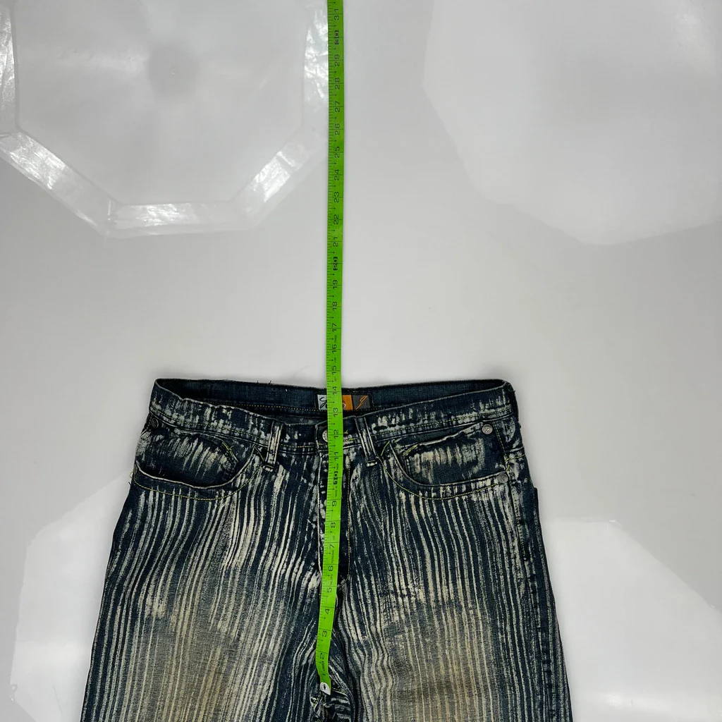 Reflex Baggy Striped Denim Shorts - 33W 15L Blue Denim - Image 4