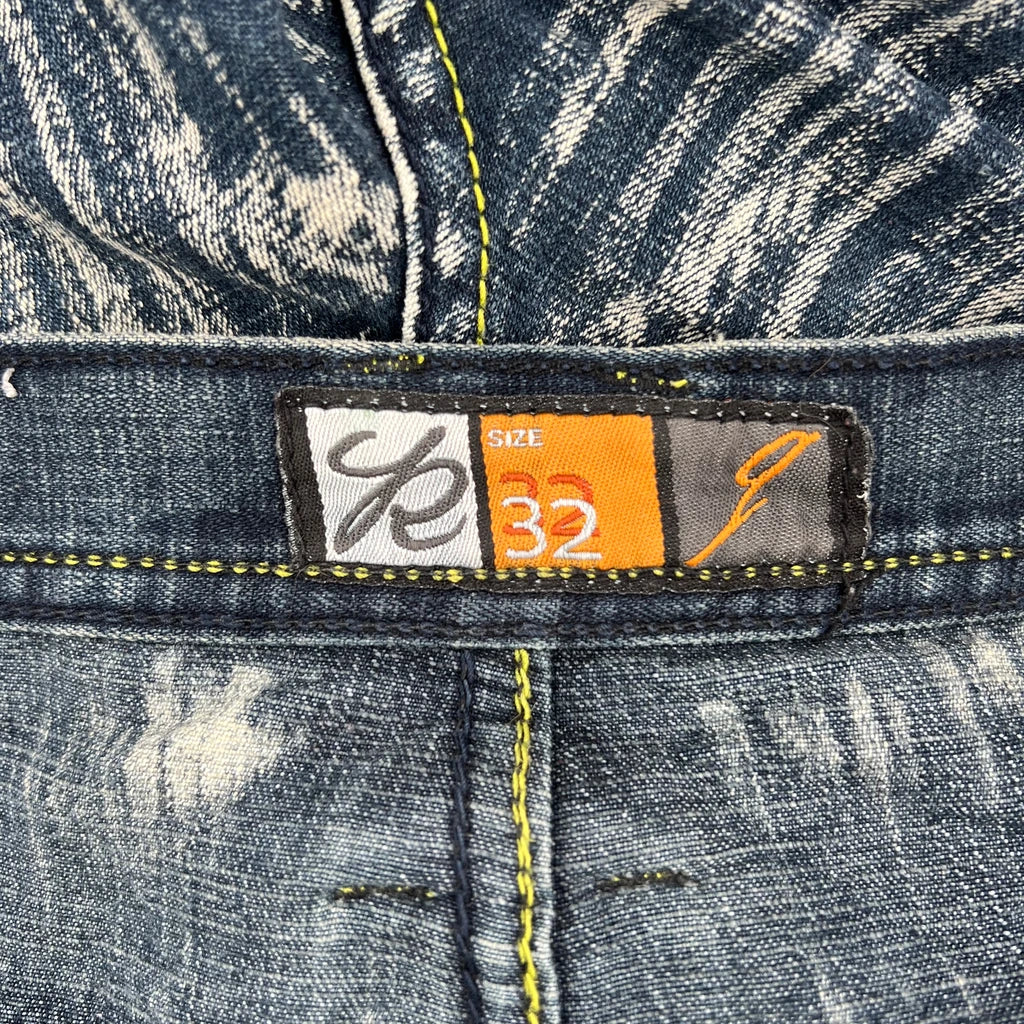 Reflex Baggy Striped Denim Shorts - 33W 15L Blue Denim - Image 6