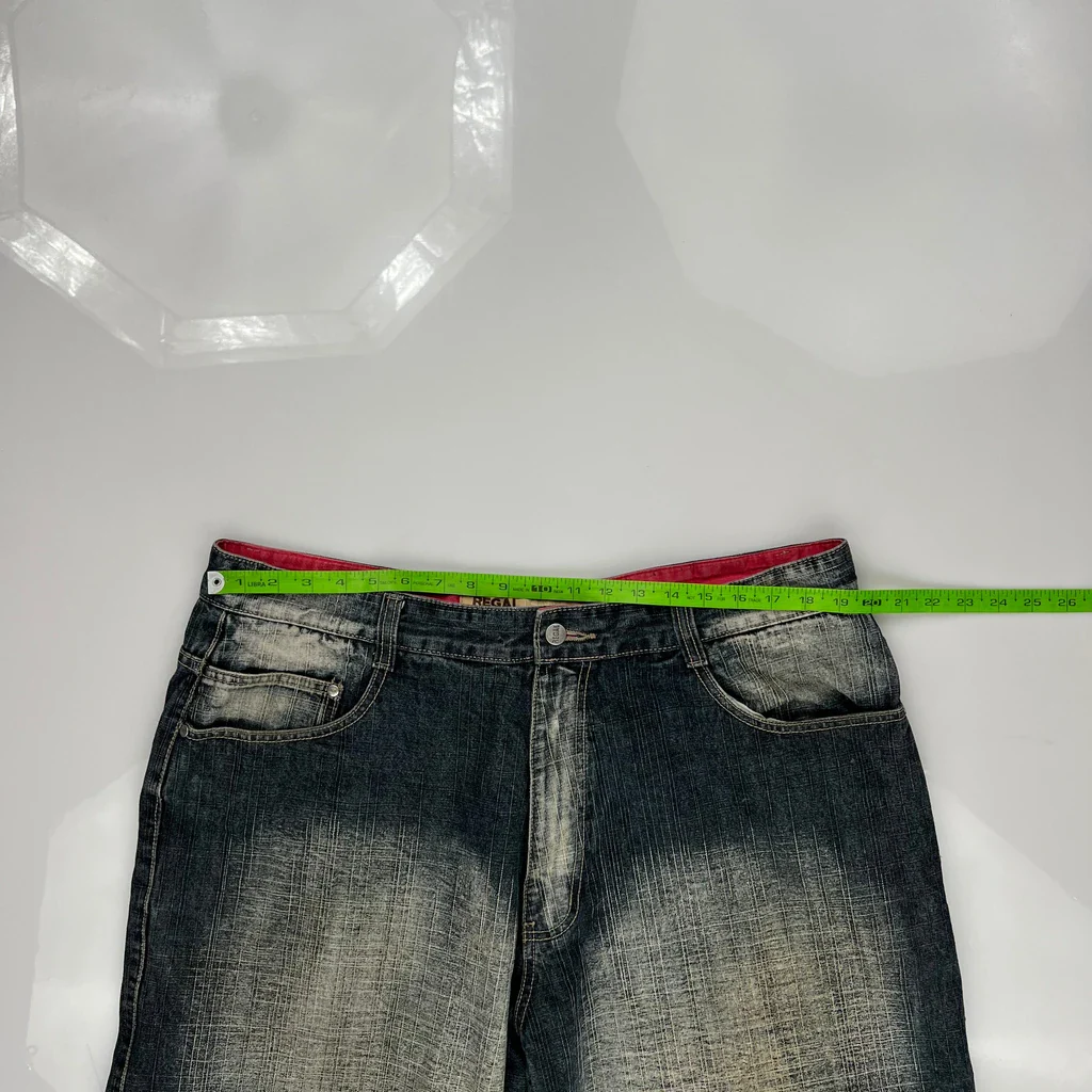 Regal Baggy Denim Shorts - 38W 15L Dark Wash Denim - Image 3