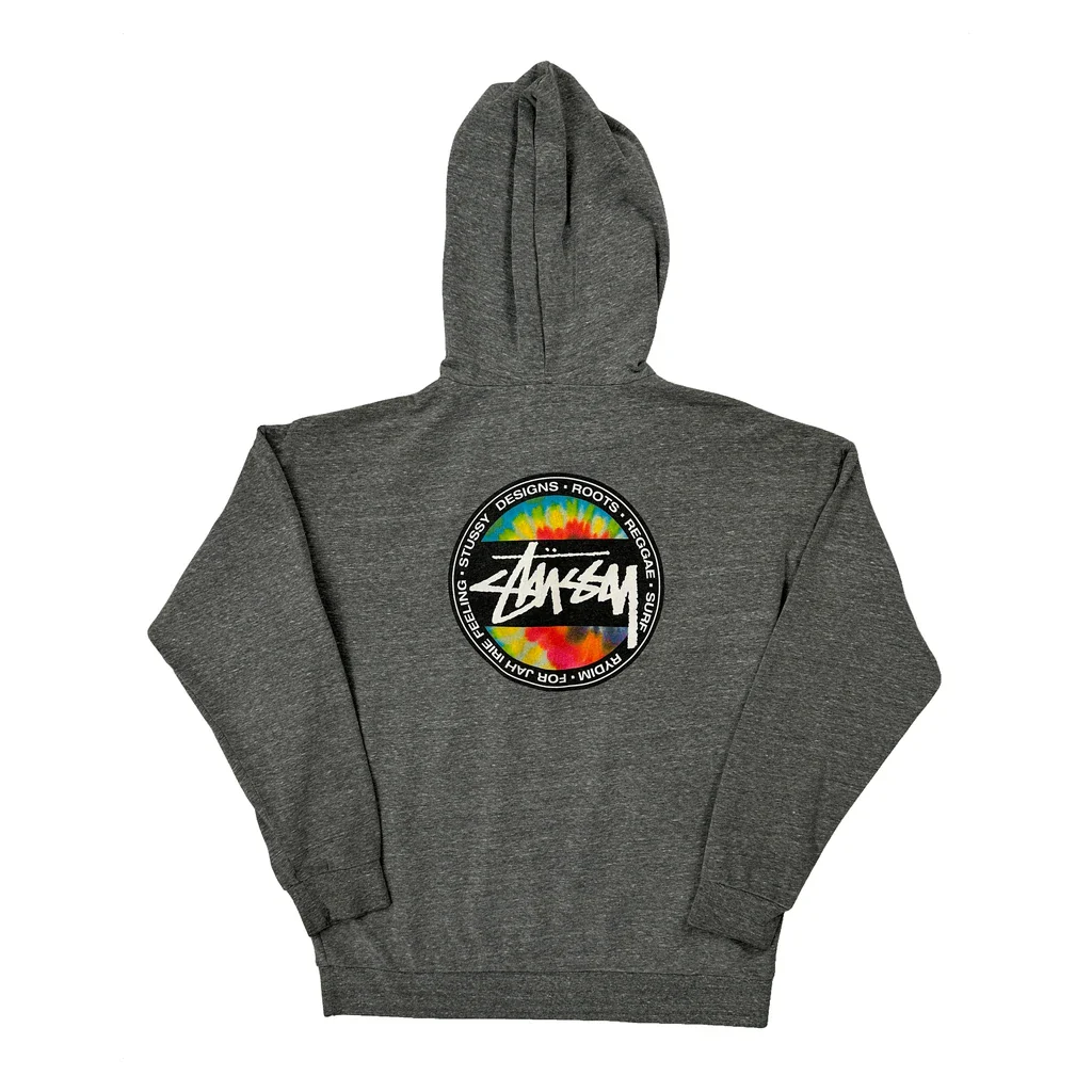 Reggae Stussy Roots Graphic Hoodie - Small Grey Cotton - Image 2