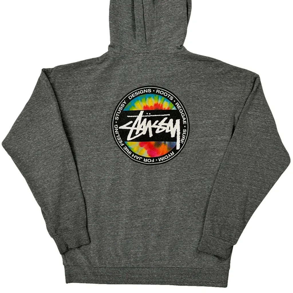 Reggae Stussy Roots Graphic Hoodie - Small Grey Cotton - Image 6