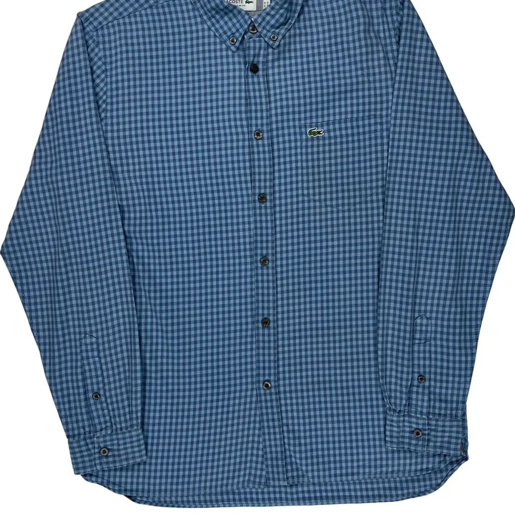 Regular Fit Lacoste Checked Shirt - Medium Blue Cotton - Image 5
