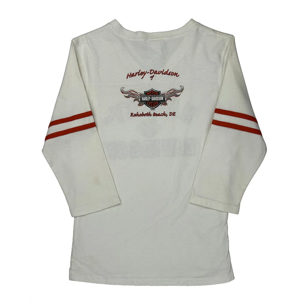 Rehoboth Beach, De Harley Davidson Long Sleeve T-Shirt - Medium White Cotton - Image 2