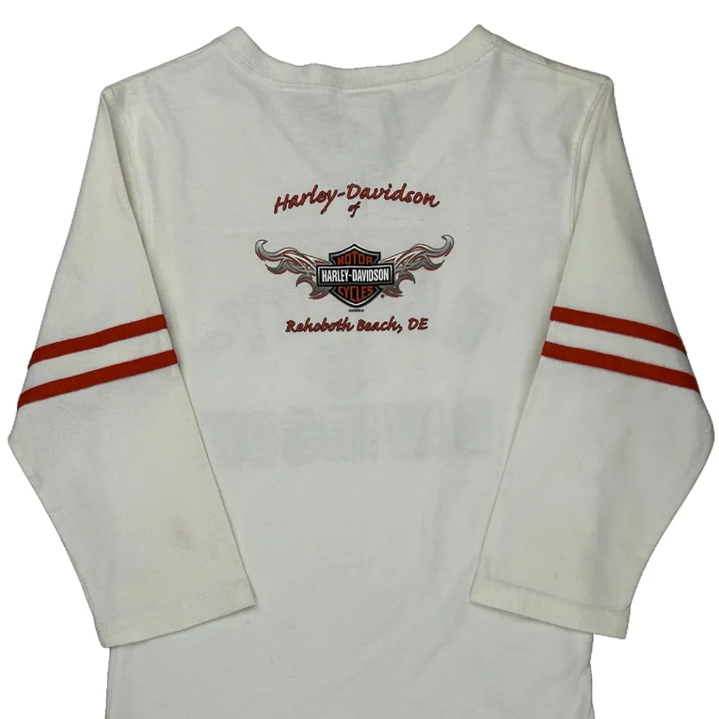 Rehoboth Beach, De Harley Davidson Long Sleeve T-Shirt - Medium White Cotton - Image 6