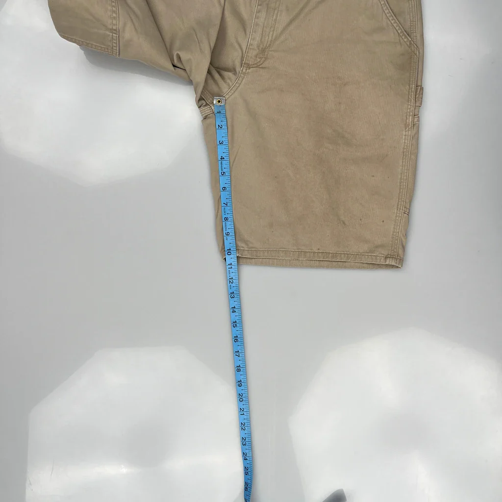Relaxed Fit Carhartt Carpenter Shorts - 36W 9L Beige Cotton - Image 5