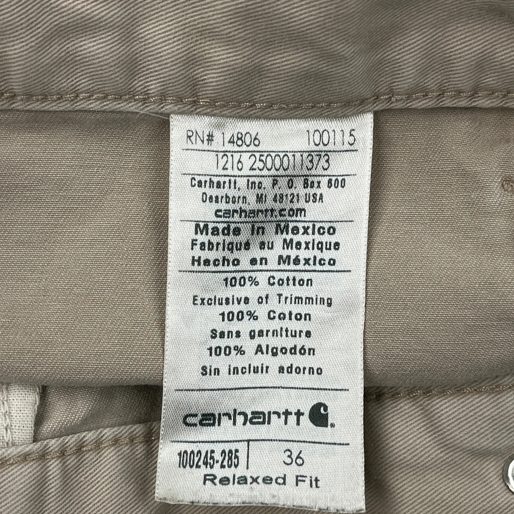 Relaxed Fit Carhartt Carpenter Shorts - 36W 9L Beige Cotton - Image 6