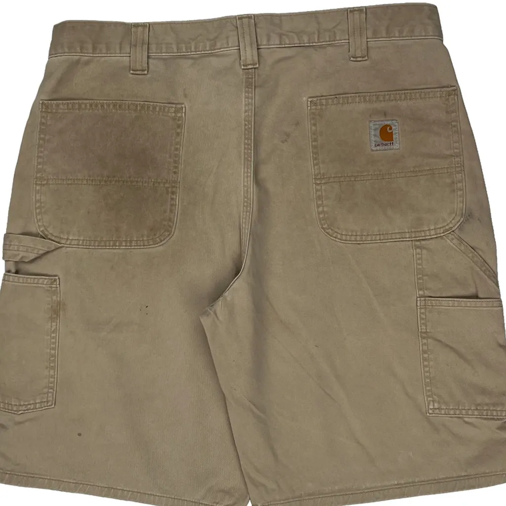 Relaxed Fit Carhartt Carpenter Shorts - 36W 9L Beige Cotton - Image 8