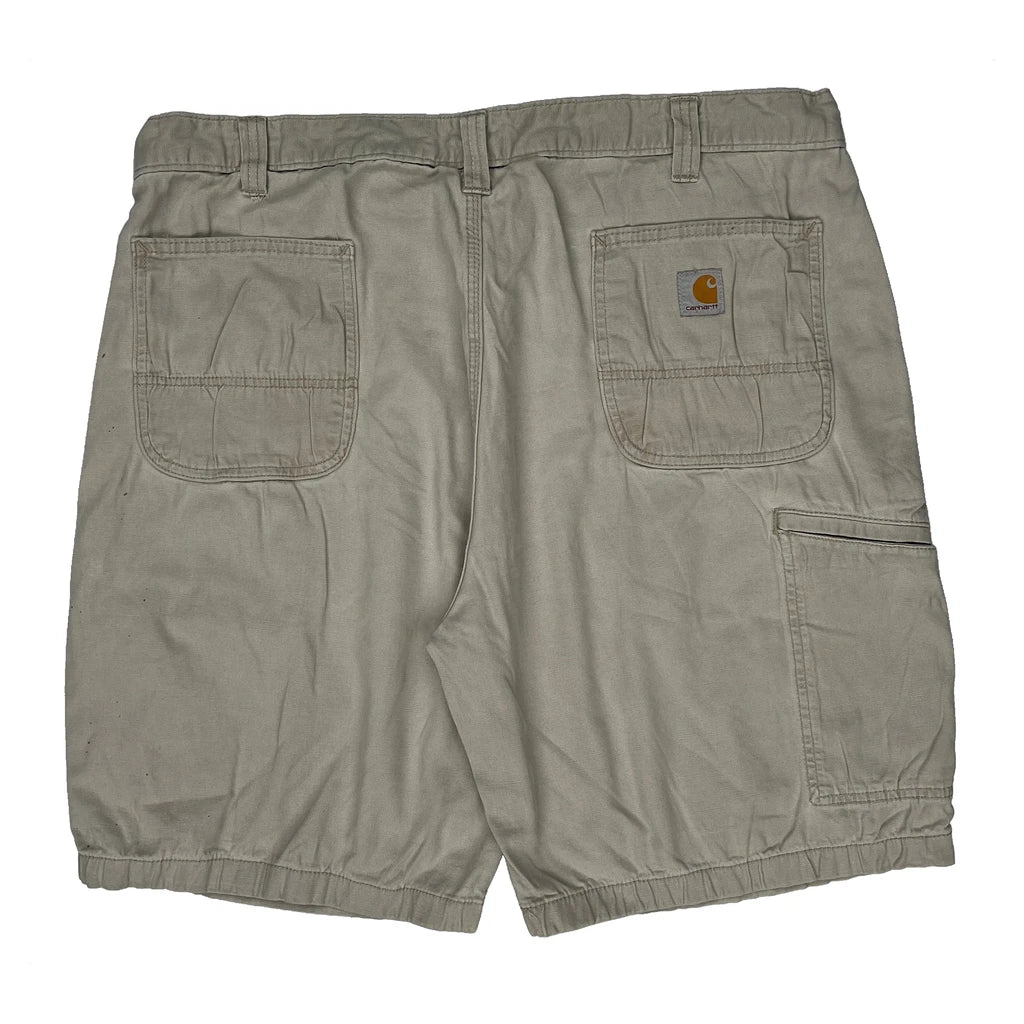 Relaxed Fit Carhartt Carpenter Shorts - 40W 9L Beige Cotton - Image 2