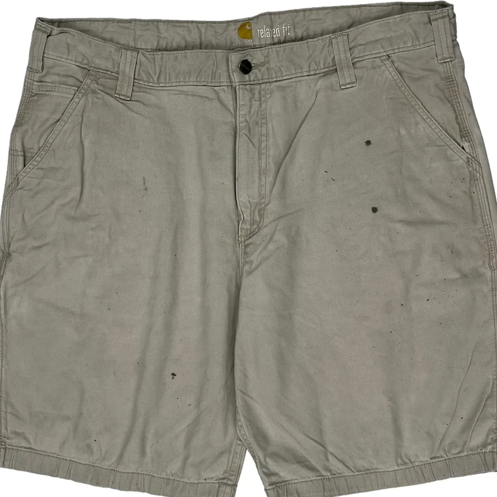 Relaxed Fit Carhartt Carpenter Shorts - 40W 9L Beige Cotton - Image 7