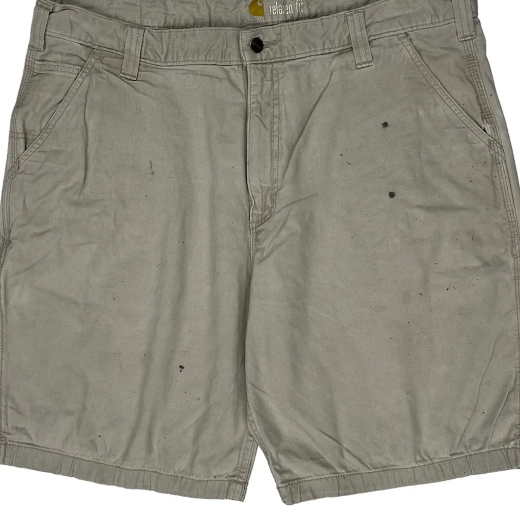 Relaxed Fit Carhartt Carpenter Shorts - 40W 9L Beige Cotton - Image 8