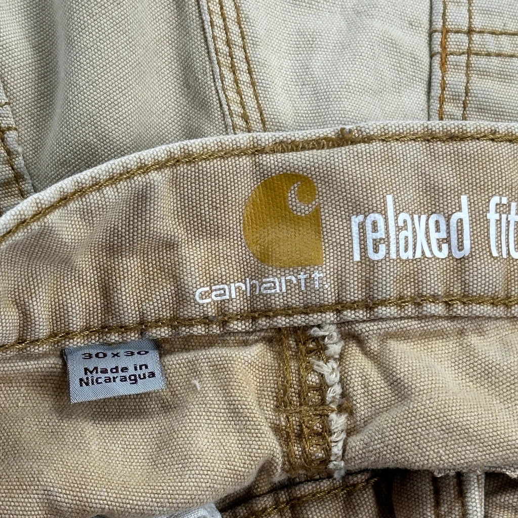 Relaxed Fit Carhartt Double Knee Carpenter Trousers - 30W 30L Beige Cotton - Image 6