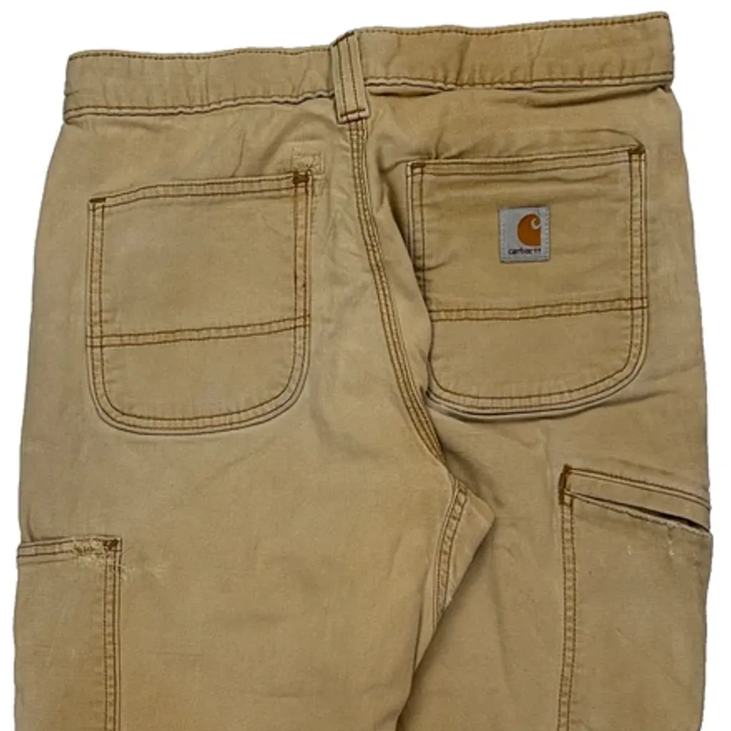 Relaxed Fit Carhartt Double Knee Carpenter Trousers - 30W 30L Beige Cotton - Image 8